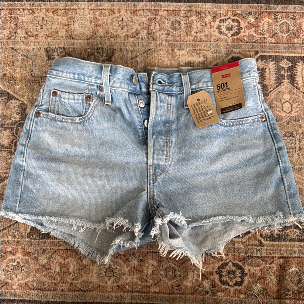 Levi's Blue Distressed Jean Shorts